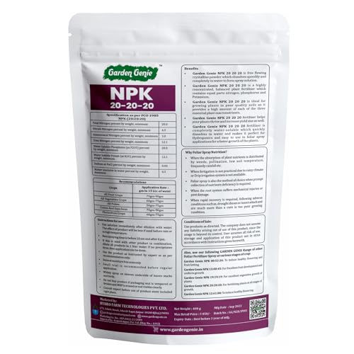 Npk 20 20 20 Fertilizer For Plants 800g | Complete Plant Food For Growth Boost, Fruiting & Flowering | Ideal For Home, Indoor, Outdoor Gardening