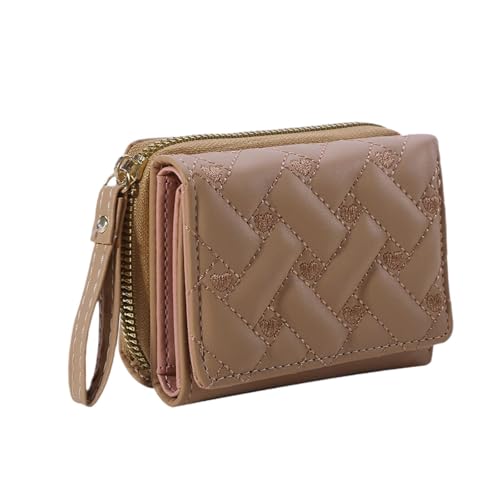 Small Wallet for Women Stylish Embroidered Card Organizer with Zipper Closure Tri Fold Design Portable PU Leather3