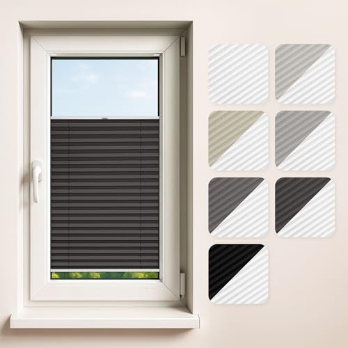 Concept Blinds - Customisable Blackout Pleated Blinds - Drill-Mounted - Blackout Material - Window Sizes 30-130cm x 40-230cm