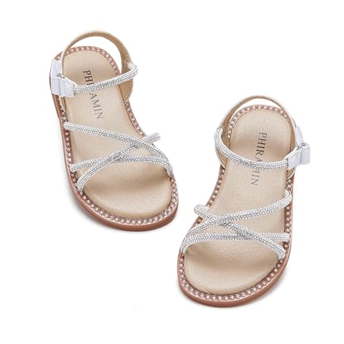 Image of PHIRAMIN Toddler Flower Girl Sandals - Girl Dress Shoes Toddler Little Kid Wedding Party