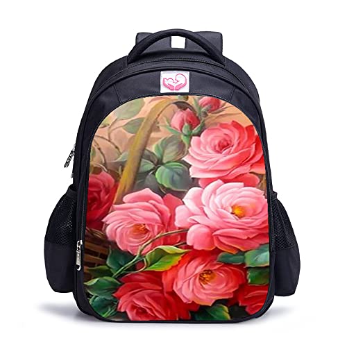Sac à dos imprimé en 3D motif fleur avec grand compartiment de 41 cm