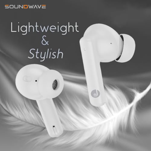 Image of JUST CORSECA Soundwave Earbuds with Type C Charging | ANC & ENC Model | Low Latency Bluetooth 5.3 | IPX4 Water Resistance | Smooth Touch Controls (White)