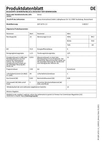 Amica Geschirrspüler GSP 14755 E A++ mit flexibler Besteckschublade