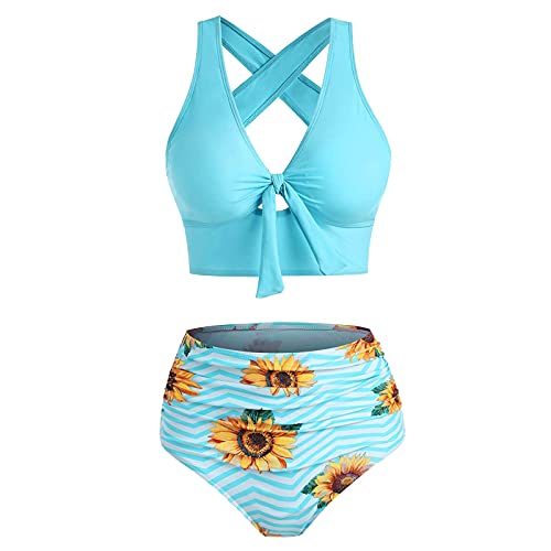 FORUU Cute Swimsuits for Women 2020,Summer Tie Dye Print 2 Piece High Waisted Bathing Suit Push-Up Padded Overlay Bikini Set Fashion Girls Swimsuits Sexy Beachwear Wife Lover Mothers Gift