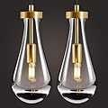 Feasey 2 Pcs Raindrop Chandeliers,Gold Pendant Light with Teardrops Shape,Modern Glass Pendant Light,Kitchen Island Lighting,Brass Hanging Light Fixture,for Bedroom,Laundry Room,Bulb Not Included