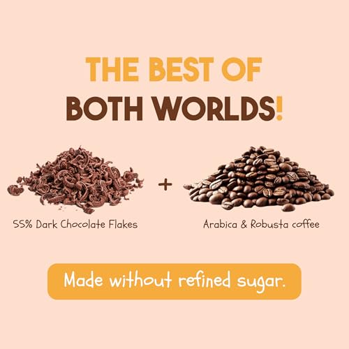 Image of Tiggle Iced Mocha Mix - 55% Dark Chocolate Flakes with Premium Coffee - Cold Mocha in 30 Sec - No Refined Sugar, Preservatives or Vegetable Oil - Rich & Chocolatey - Pack of 10 Sachets (25g Each)