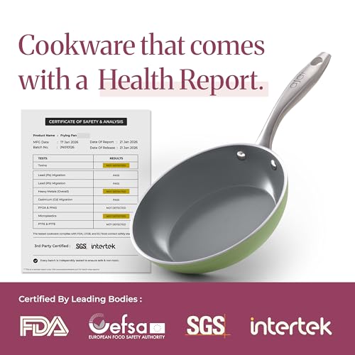 Image of Asai Ceramic Pan for Cooking 20cm Non Stick Frying Pan | Green