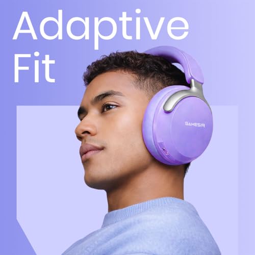 Image of GameSir Bass Wireless Headphones with Bluetooth 5.3, 40mm Drivers, Deep Bass Stereo Sound, Over-Ear Noise Isolation Headset with RGB LED Light, Built-in Mic for PC, Mobile & Laptop (Purple)