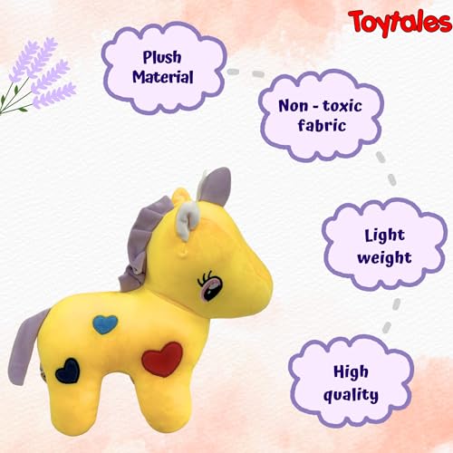 Image of TOYTALES Unicorn Soft Toy for Kids | Cute Plushie Stuffed Animal for Girls & Boys | Huggable Plush Toys for Baby | Adorable Unicorn Plushie Gift for Children | (25CM, Yellow)