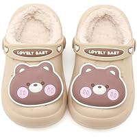 Vunavueya Niña Zuecos Invierno de Jardín con Forro Caliente Niño Impermeable Pantuflas Peluche Zapatillas de Estar por Casa Khaki Forro 24/25 EU_160