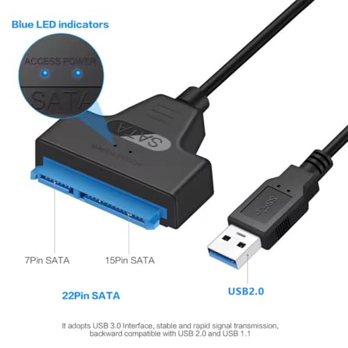 Cable SATA a USB Tipo-C USB 2.0 para disco duro 2.5" miniatura 2