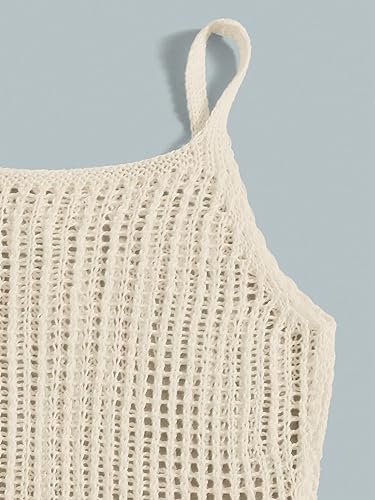 COZYEASE Girls' Plain Crochet Cover Up Cami Dress Sleeveless Cover Up Without Bikini4