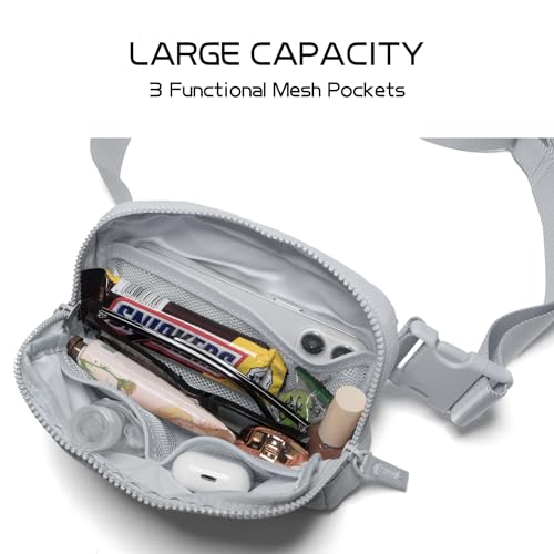 Image of Belt Bag for Women Two-Way Zipper Fanny Pack Crossbody Bags for Women Fashion Waist Packs Cross Body Fanny Pack with Adjustable Strap Gifts for Teen Girls (Light Grey)
