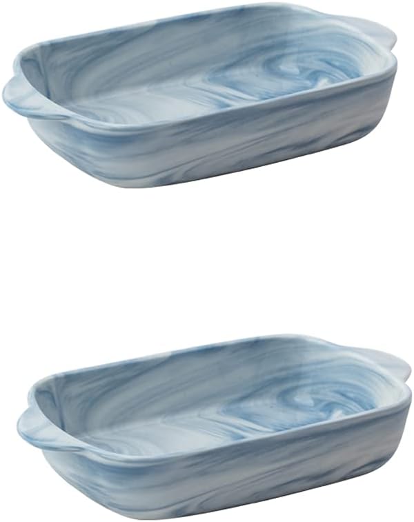 Baking Tray,Ceramic Bakeware,Porcelain Baking Dish, Rectangular Baking Pans for Cooking, Cake Dinner, Kitchen, 8.7 X 5.1 X 1.6 Inches, Set of 2,B (Color : A) (Color : B) (Color : B)