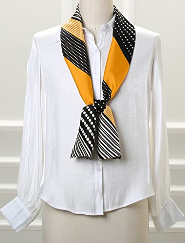 Allegra K Women Polka Dot Stripe Chain Print Long Skinny Scarf Neck Scarves Neckerchief Hairband2