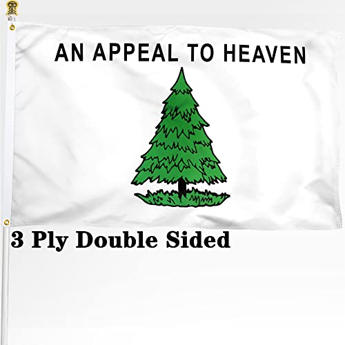XIFAN Double Sided An Appeal to Heaven Flag 3x5 ft Heavy Duty 3 Ply Durable Polyester Pine Tree Liberty Tree Flag with Vibrant Print/4 Rows Hemming/Brass Grommets for Indoor Outdoor Decor