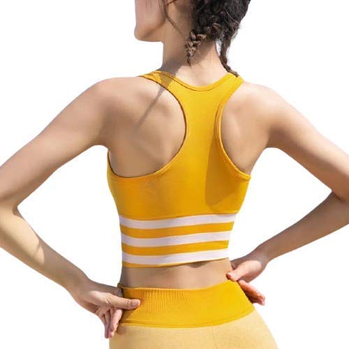 Women's Wireless Sports Bra High Impact Workout Bra Mustard Color Size 28-34-picture-18