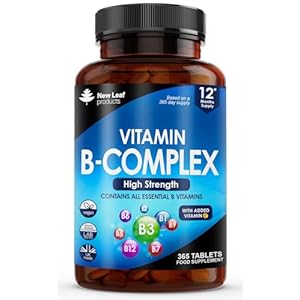 Vitamin B Complex – 365 Small Tablets (1 Year Supply) High Strength All 8 B Vitamins B1-B2-B3-B5-B6-B12, Biotin, Folic Acid and Vitamin C – Reduction of Tiredness, Energy & Immune Support – UK Made