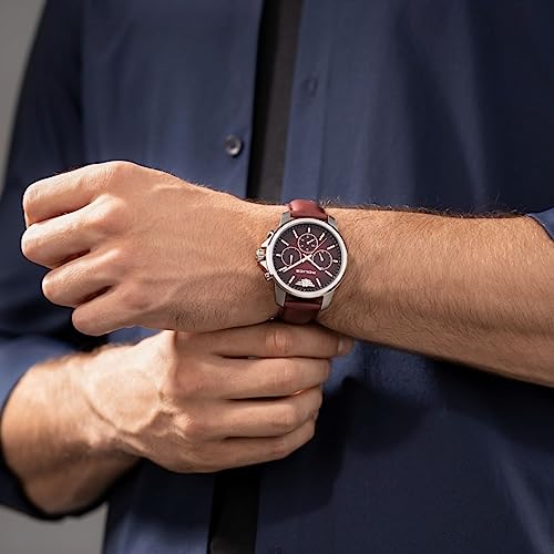 Image of Police Quartz Multifunction Gradiant Maroon Dial Maroon Leather Strap Watch for Men - PLPEWJF0006302