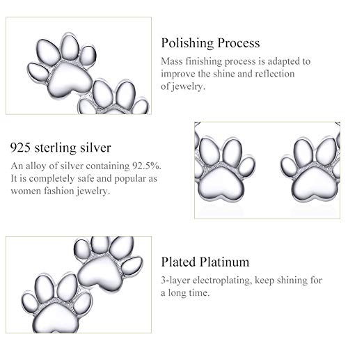 Lovely Puppy Paw Print Stud Earrings Sterling Silver for Women Girls Cute Animal Dog Pet Earring Ear Studs Piercing Hypoallergenic Fashion Jewelry3