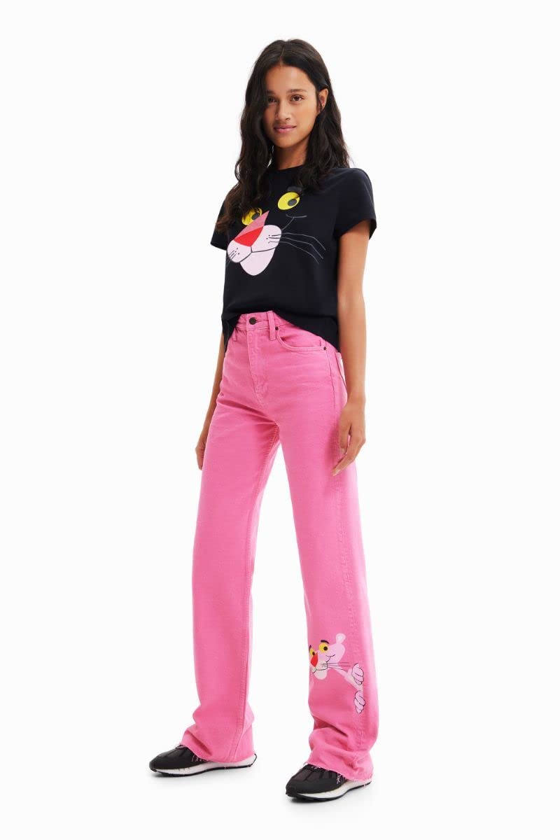Desigual Denim Pink Panther, 3056 Turosa, Jeans Mujer, Rojo (Red), 38