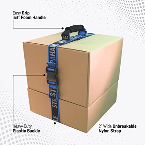 8’ Carry Strap with Handle | 2-Pack | Adjustable Belt | Easy, Safe, Secure, Lifting, Moving, Carrying Heavy Boxes, Groceries | Best Luggage Strap (Strap-A-Handle 2 Pack - 8ft. Length, 40lb. Capacity)