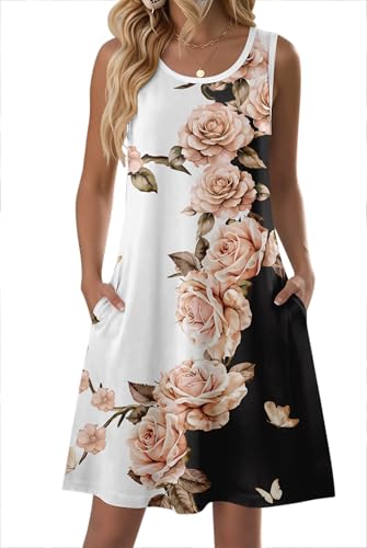 Image of Zeagoo Womens Summer Dress 2026 Sleeveless Casual A-Line Tshirt Sundresses
