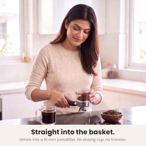 Image of InstaCuppa Portable Electric Burr Coffee Grinder for Espresso, Pour Over and French Press, Stainless Steel Conical Burr, USB-C Rechargeable, Doses into 51 mm Portafilter, 25 g Capacity, Black