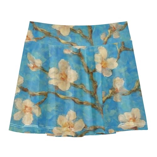 Joisal Cool Pink Athletic Shorts for Girls Skorts Kids Tennis Skirts Flowy Skirt Blossoming Almond Tree Blue 4t