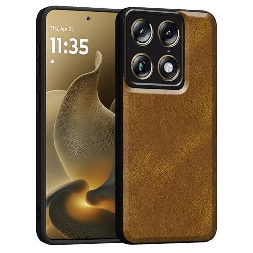 Image of amazon basics Back Cover for Moto Signature 5G | Ultra Slim Soft Rubberised Case | Oil Feel Soft Leather Back | Camera Protection - Tan Brown