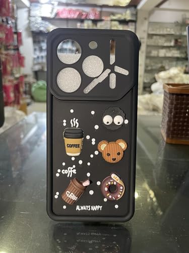 Image of Bintage Cute Fun Taddy| 3D Ball Bear| Donut| Coffee Rubber Case Full Body & Camera Protection Back Cover Compatible for Tecno Pova 6 Pro 5G - Black