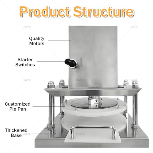 Dnepei Pressa Manuale Per Impasto Per Pizza Multi-Dimensione (22 Cm/25 Cm/30 Cm), Pressa Con Spessore Dell'impasto Regolabile Per Pizze, Calzoni, Tortillas E Dischi Di Pasta Sfoglia 30Cm/11.8In - 5