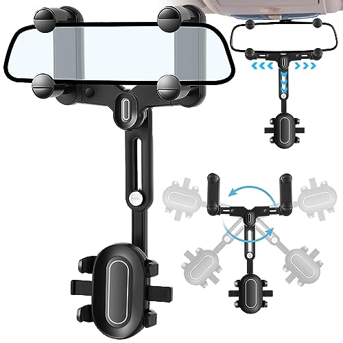 Teklemon Supporto Telefono Specchietto Retrovisore, Porta Cellulare Auto Portatile,Supporto Cellulare Universale per Auto Girevole e Retrattile a 360° Universale Supporto Cellulare Auto per Smartphone