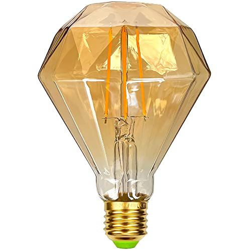 YANUODA Vintage Led Bombilla G95 Edison Bombilla 4W 2700K Blanco cálido Diamante DIY Bombilla decorativa 220-240V E27 (dorado) Cover