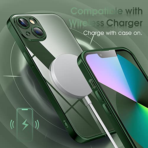 Supdeal Crystal Clear Case For Iphone 13, [Not Yellowing] [Camera Protection] [Military Grade Drop Tested] Transparent Shockproof Protective Phone Case Soft Silicone Slim Cover, 6.1 Inch, Deep Green #TOP6
