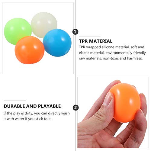 NICEXMAS 4 Pcs Brinquedos de Bola de DescompressÃ£o para Estresse Bolas de Parede Adesiva Fluorescen