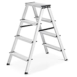 [Léger et portable] Pesant 2,9 kg, cet escabeau à 4 niveaux est facile à transporter