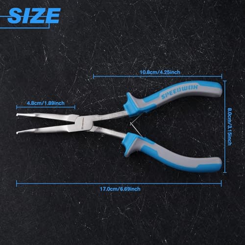 Image of SPEEDWOX Long Reach Bent Needle Nose Pliers with Smooth Jaw Extra Long Nose Precision Wire Looping Pliers Needle Remover Pliers for Hard to Reach Narrow Spaces Jewelry Making Tools Fishing Tools