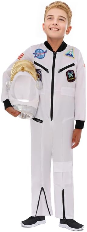 Miniatura 4 de Astronaut Costume for Kids,Halloween Costume Jumpsuit with Helmet Pretend NASA Inspired Cosplay Space Suit for Kids