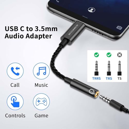 Image of AUDIOCULAR D10 CX31993 Portable DAC Dongle Connector Mobile Audio Adapter Type C to 3.5mm DAC for iPhone 16 Series / 15 Series, Galaxy S25 /S24 Ultra / S24 & Other Type C Phones