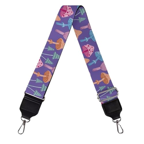 Image of TODIYADDU Colorful Mushrooms Handbag Strap with Cute Pattern Handbag Straps Long Strap Purse Wide Shoulder Strap Fit for Wallet Photography Enthusiast for Valentine's Day Travel Fit for Canvas Bag
