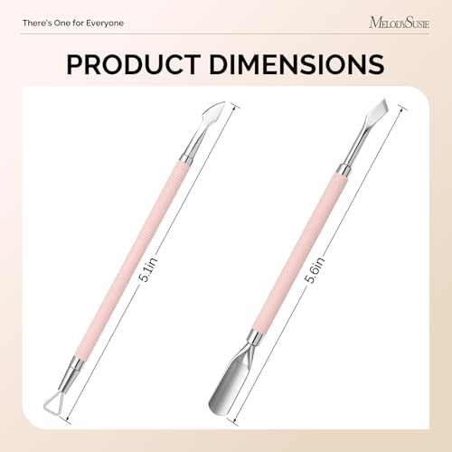Image of Melodysusie 2Pcs Cuticle Pusher Set, with Dual-Ended Cuticle Pusher and Nail Polish Scraper, Stainless Steel Cuticle Remover Set, Pedicure Manicure Tools for Home Salon