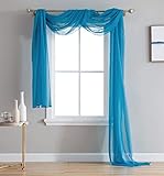 HLC.ME Turquoise Voile Window Curtain Scarf - Valance - Fully Stitched & Hemmed - 56