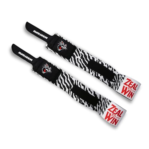 Image of Mexican-Style Boxing Hand Wraps - Breathable Stretch Cotton /Poly, 2 inch Wide with Hook & Loop, CAT Skin Graphic & Zeal to Win Slogan 2.5 Meter