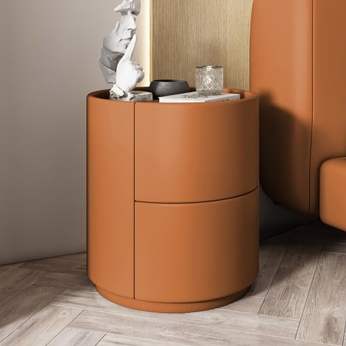 Table de Chevet Ronde en Bois Massif Moderne, Meuble de Nuit Premium Gris Maman