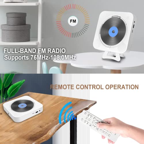 Cd Player Portable With Bluetooth - Wall Mountable & Desktop Stand Cd Players Music Player Home Audio Boombox With Remote Control Fm Radio Built-In Hifi Speakers Lcd Display Mp3 Headphone Aux Jack #TOP3