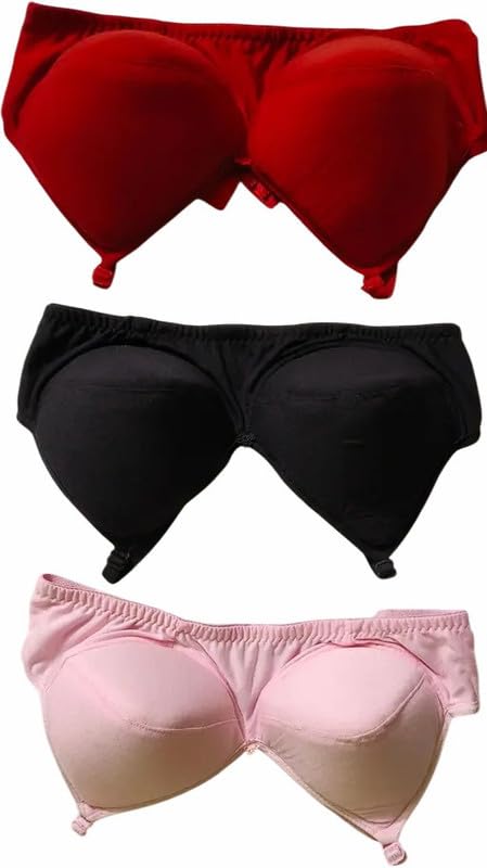 Girls Women Padded Bra Pack of 3 (Red Black Pink) Bra-Punk-Black-Red (8)_36B Girls Women Padded Bra Pack of 3 (Red Black Pink) Bra-Punk-Black-Red (8)_36B