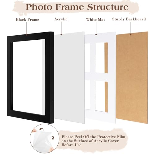 Image of Namalu 2 Pcs 2 x 3 Multi Picture Collage Frame Wall Decor with 4 Openings Black Wood Mini Film Photo Wall Frames for Display Wedding Decoration, 9.8 x 7.9 Inches