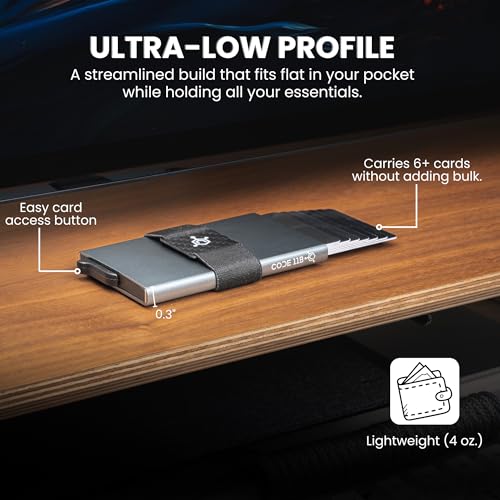 Image of CODE 118 Wallet - Premium Automatic Smart Wallet, RFID Blocking, Pop Up Mens Minimalist Metal Wallet, 6061-T6 Aerospace-Grade Aluminum, Genuine 3K Carbon Fiber (Classic, Slate Grey)