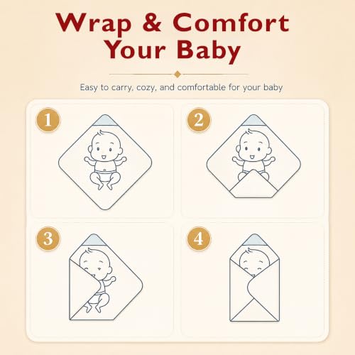 Image of StarAndDaisy Baby Swaddle Wrapper Blanket with Hood | Cotton & Soft Bean Velvet Receiving Blanket | Newborn Baby Wrap, Infant Sleeping Bag, Baby Quilt for Boys & Girls (Yellow)